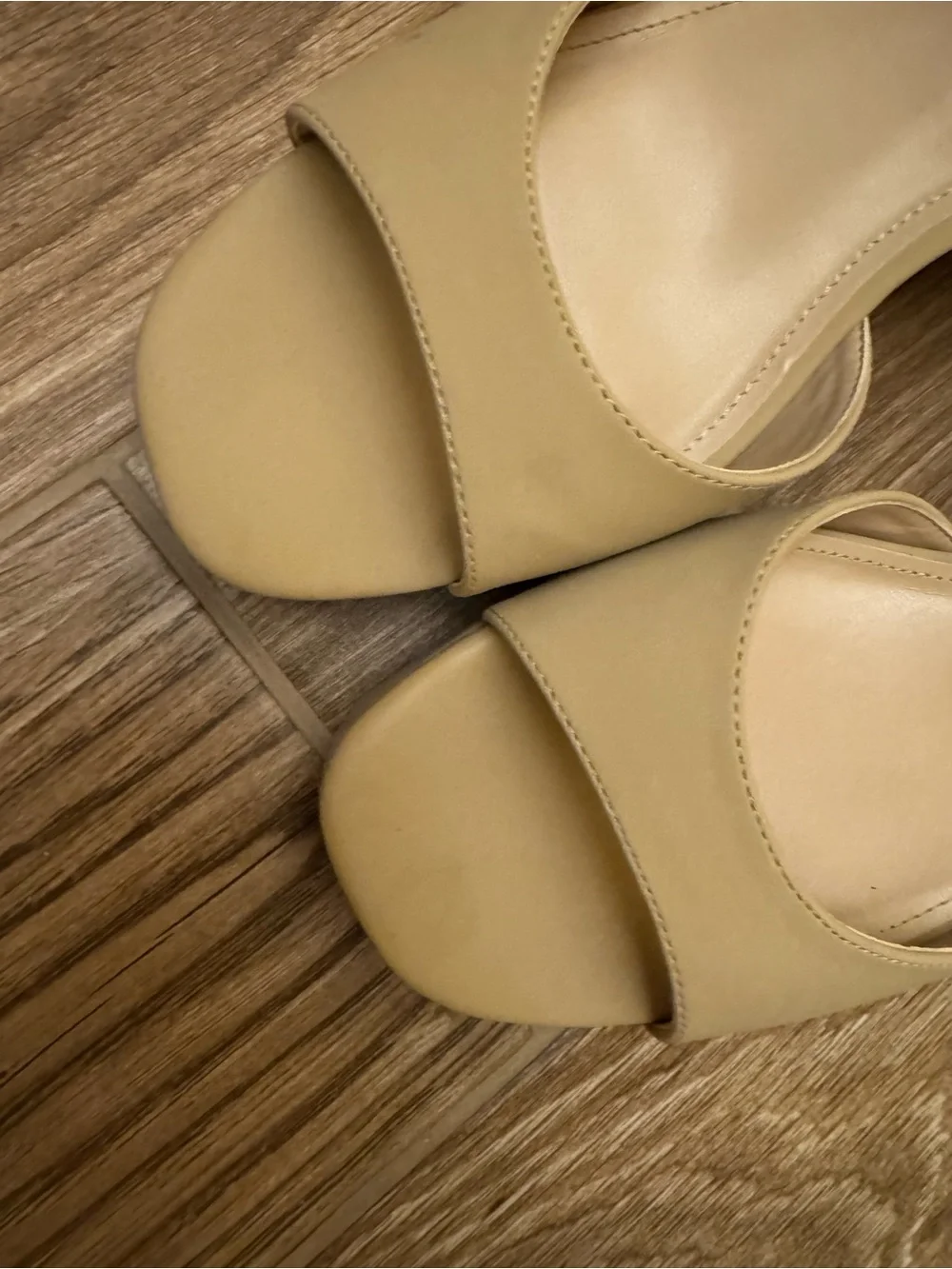Women's Beige Chunky Block Heel Sandal with Ankle Strap